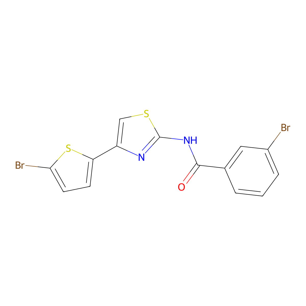 3-bromo-N-[4-(5-bromothiophen-2-yl)-1,3-thiazol-2-yl]benzamide molecular structure, CAS 391229-63-3