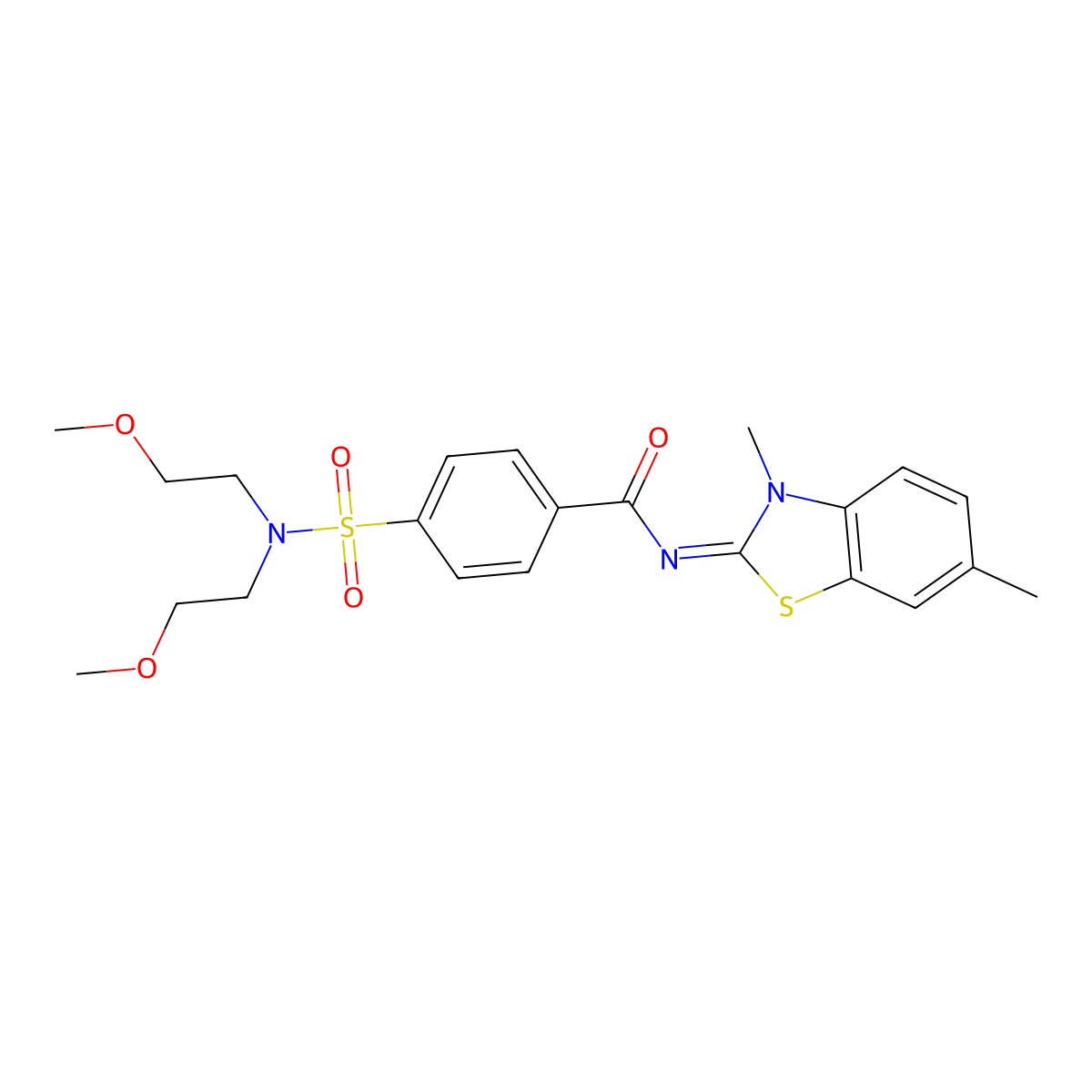 (E)-4-(N,N-bis(2-methoxyethyl)sulfamoyl)-N-(3,6-dimethylbenzo[d]thiazol-2(3H)-ylidene)benzamide molecular structure, CAS 391229-75-7