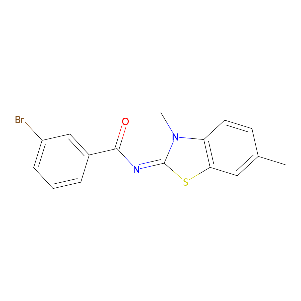 (E)-3-bromo-N-(3,6-dimethylbenzo[d]thiazol-2(3H)-ylidene)benzamide molecular structure, CAS 391229-79-1