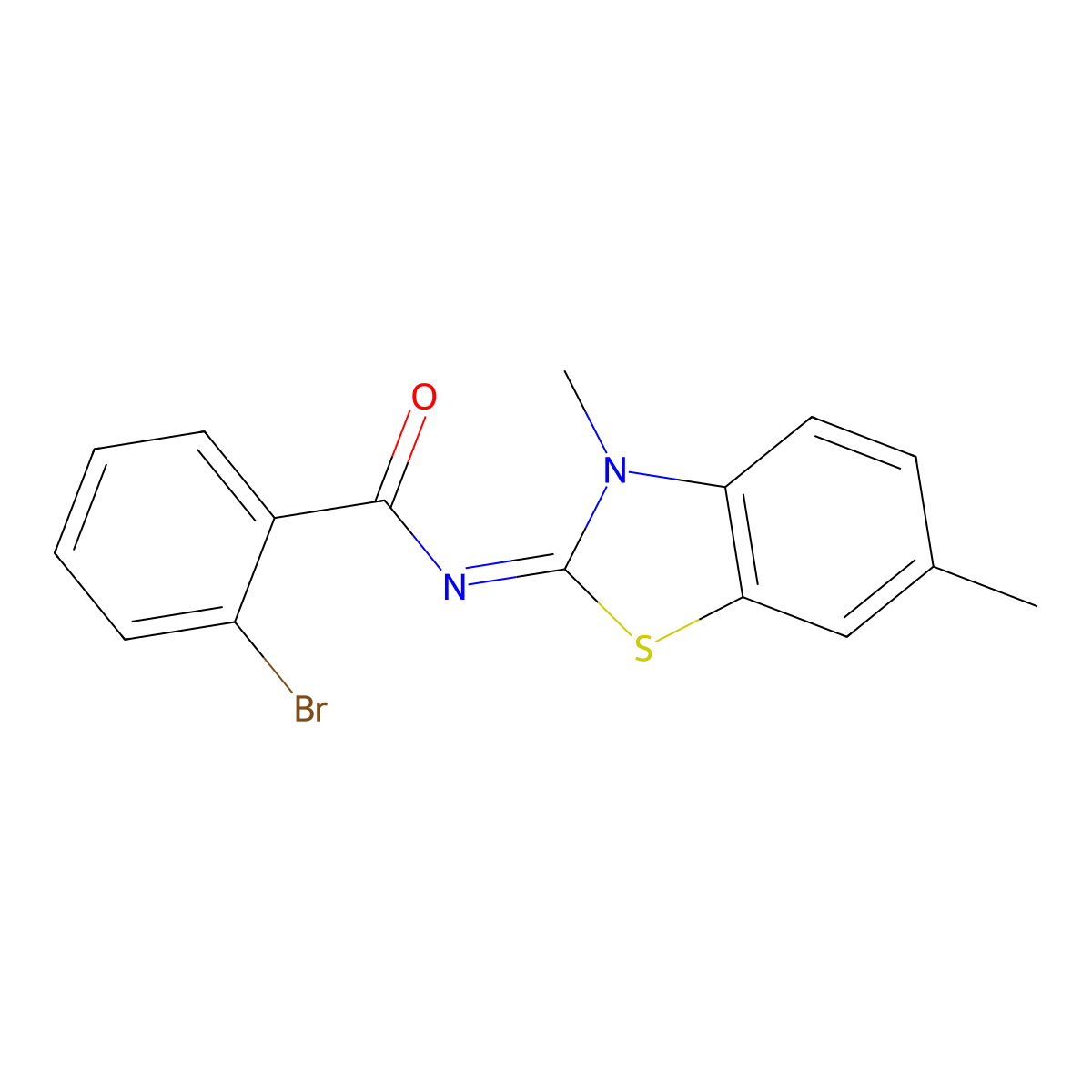 2-bromo-N-(3,6-dimethyl-1,3-benzothiazol-2-ylidene)benzamide molecular structure, CAS 391229-80-4
