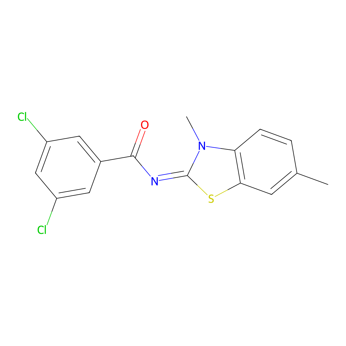 (E)-3,5-dichloro-N-(3,6-dimethylbenzo[d]thiazol-2(3H)-ylidene)benzamide molecular structure, CAS 391229-81-5