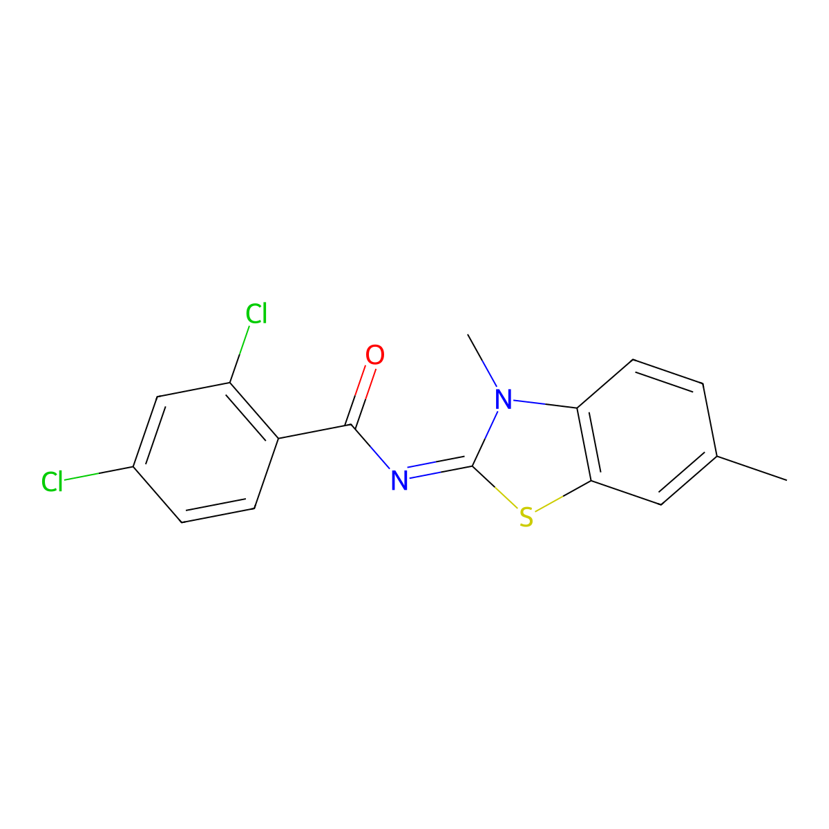 2,4-dichloro-N-(3,6-dimethyl-1,3-benzothiazol-2-ylidene)benzamide molecular structure, CAS 391229-82-6