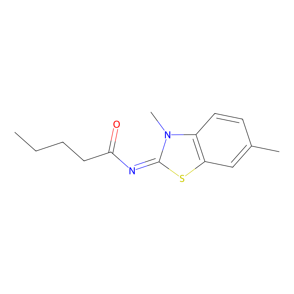 (E)-N-(3,6-dimethylbenzo[d]thiazol-2(3H)-ylidene)pentanamide molecular structure, CAS 391229-83-7