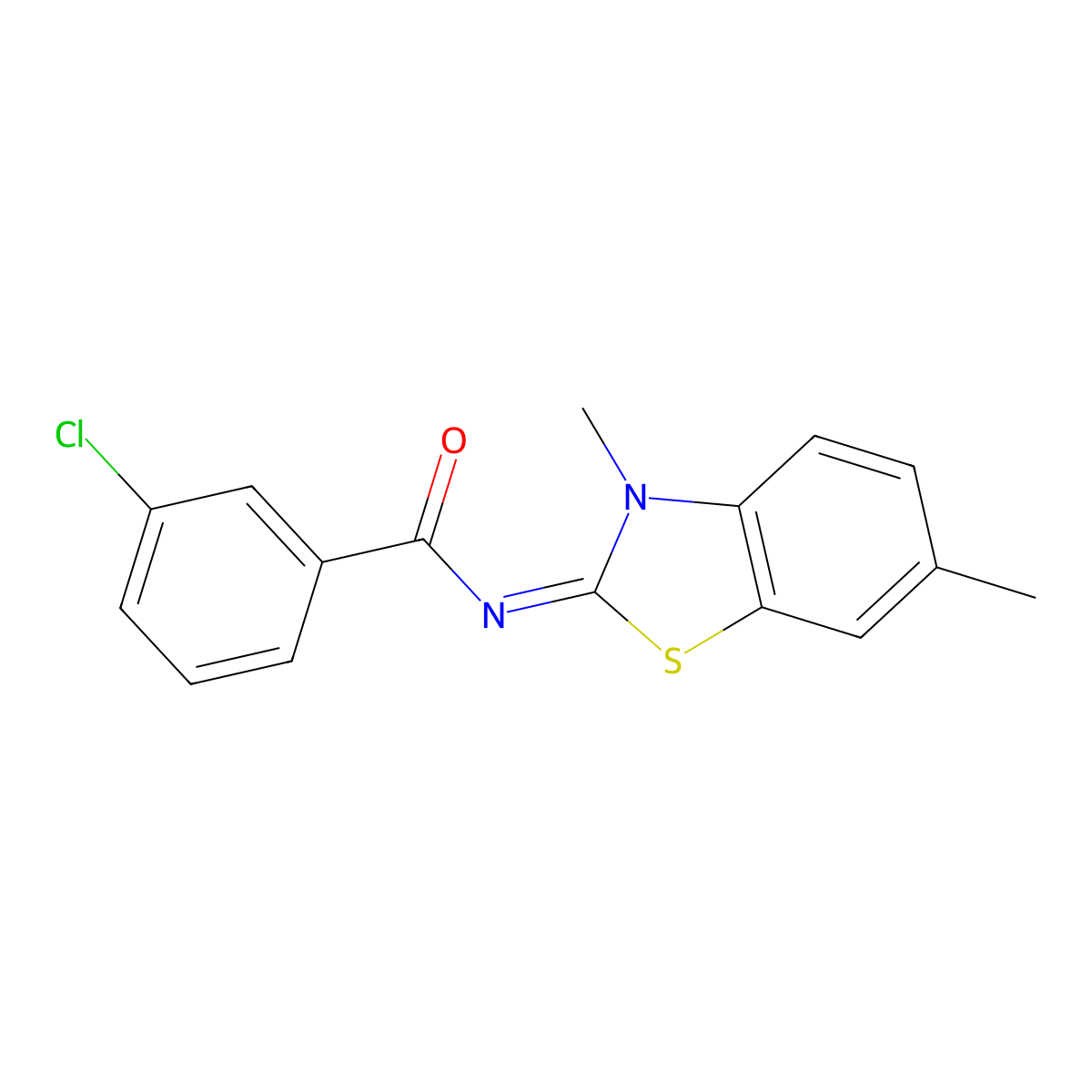3-chloro-N-(3,6-dimethyl-1,3-benzothiazol-2-ylidene)benzamide molecular structure, CAS 391229-87-1