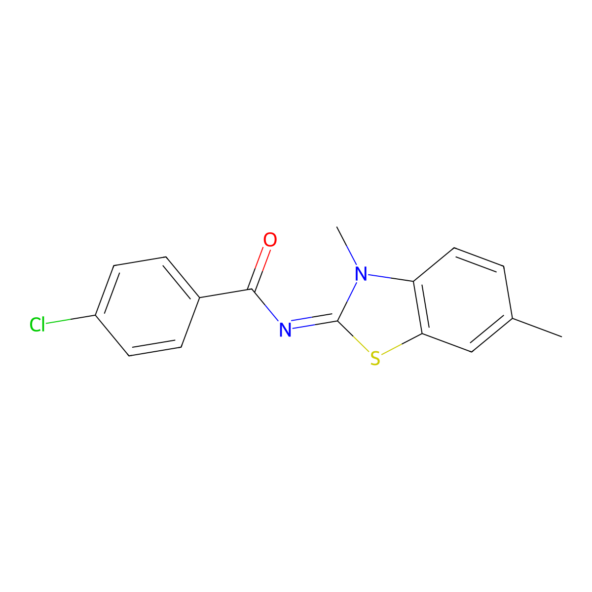4-chloro-N-(3,6-dimethyl-1,3-benzothiazol-2-ylidene)benzamide molecular structure, CAS 391229-88-2