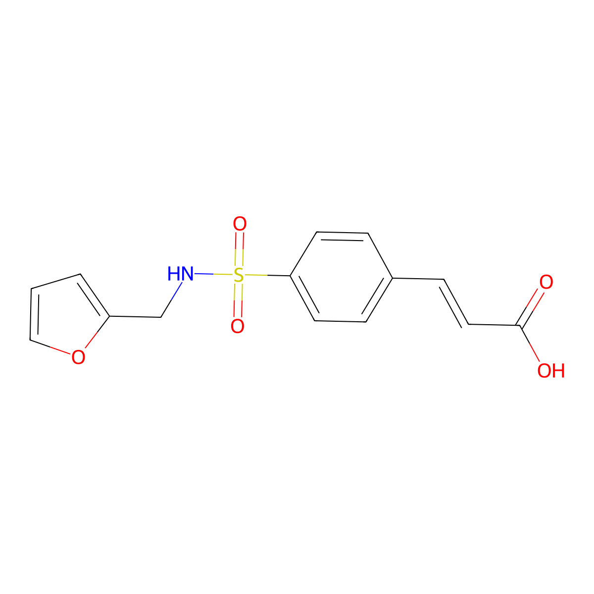 (2E)-3-(4-{[(furan-2-yl)methyl]sulfamoyl}phenyl)prop-2-enoic acid molecular structure, CAS 391229-93-9