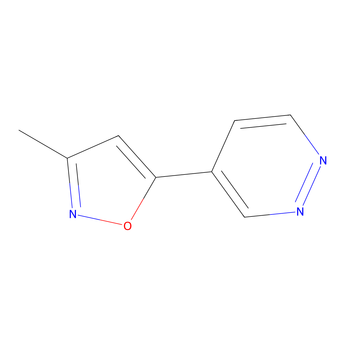 3-Methyl-5-(pyridazin-4-yl)isoxazole molecular structure, CAS 39123-41-6