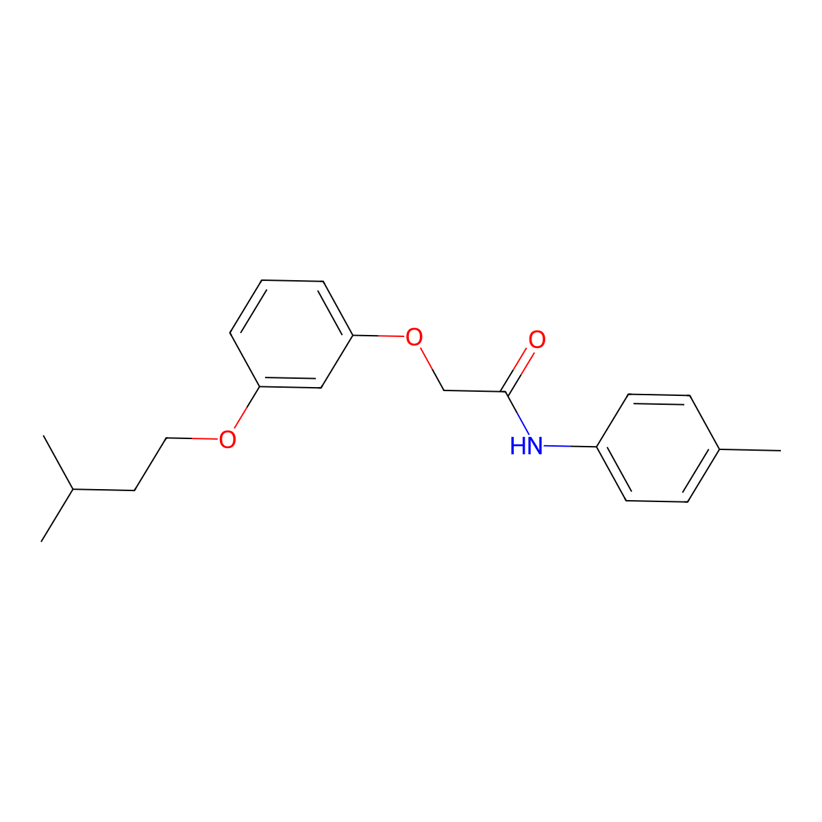 2-[3-(3-methylbutoxy)phenoxy]-N-(4-methylphenyl)acetamide molecular structure, CAS 391230-76-5