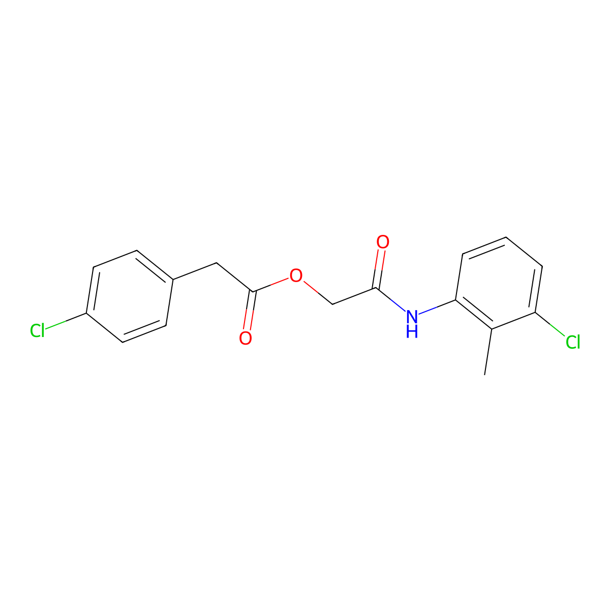 [2-(3-Chloro-2-methylanilino)-2-oxoethyl] 2-(4-chlorophenyl)acetate molecular structure, CAS 391239-31-9