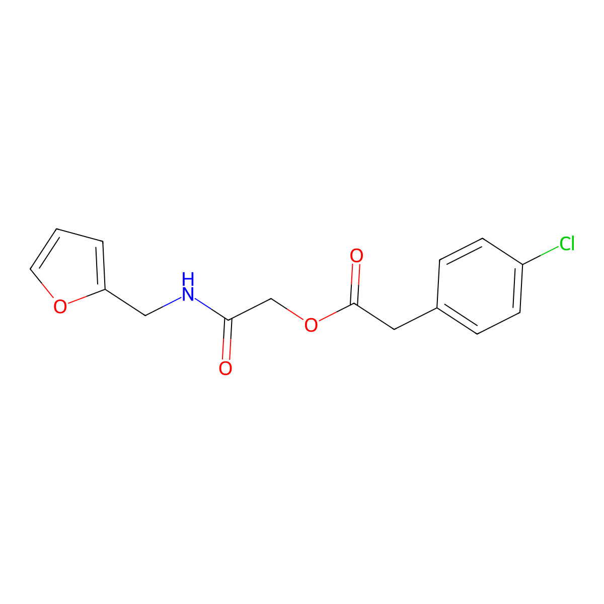 {[(Furan-2-yl)methyl]carbamoyl}methyl 2-(4-chlorophenyl)acetate molecular structure, CAS 391239-51-3