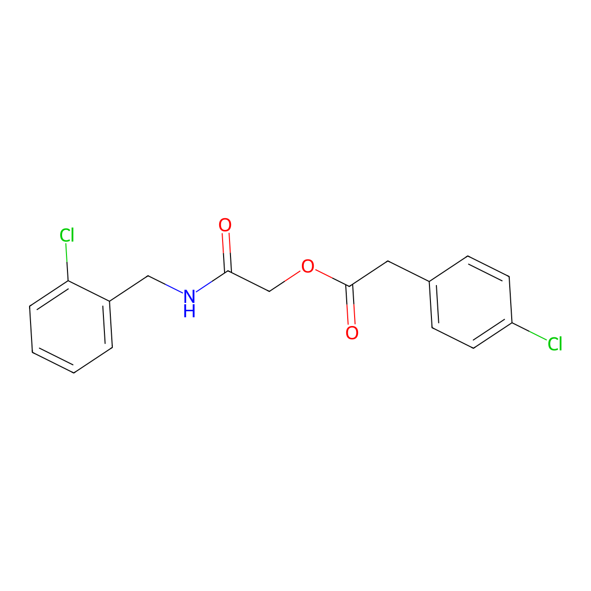 {[(2-Chlorophenyl)methyl]carbamoyl}methyl 2-(4-chlorophenyl)acetate molecular structure, CAS 391239-89-7