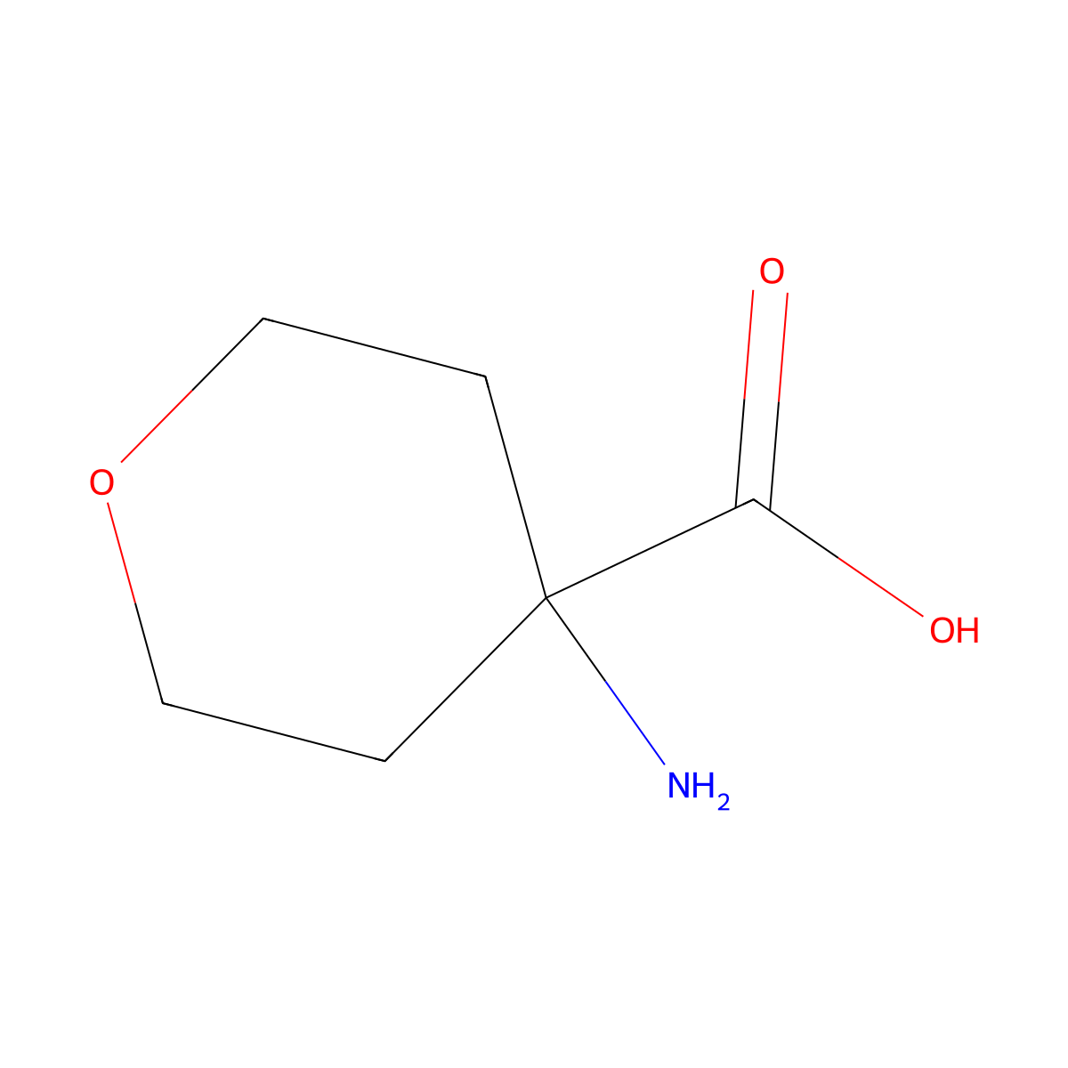 4-aminotetrahydro-2H-pyran-4-carboxylic acid molecular structure, CAS 39124-20-4
