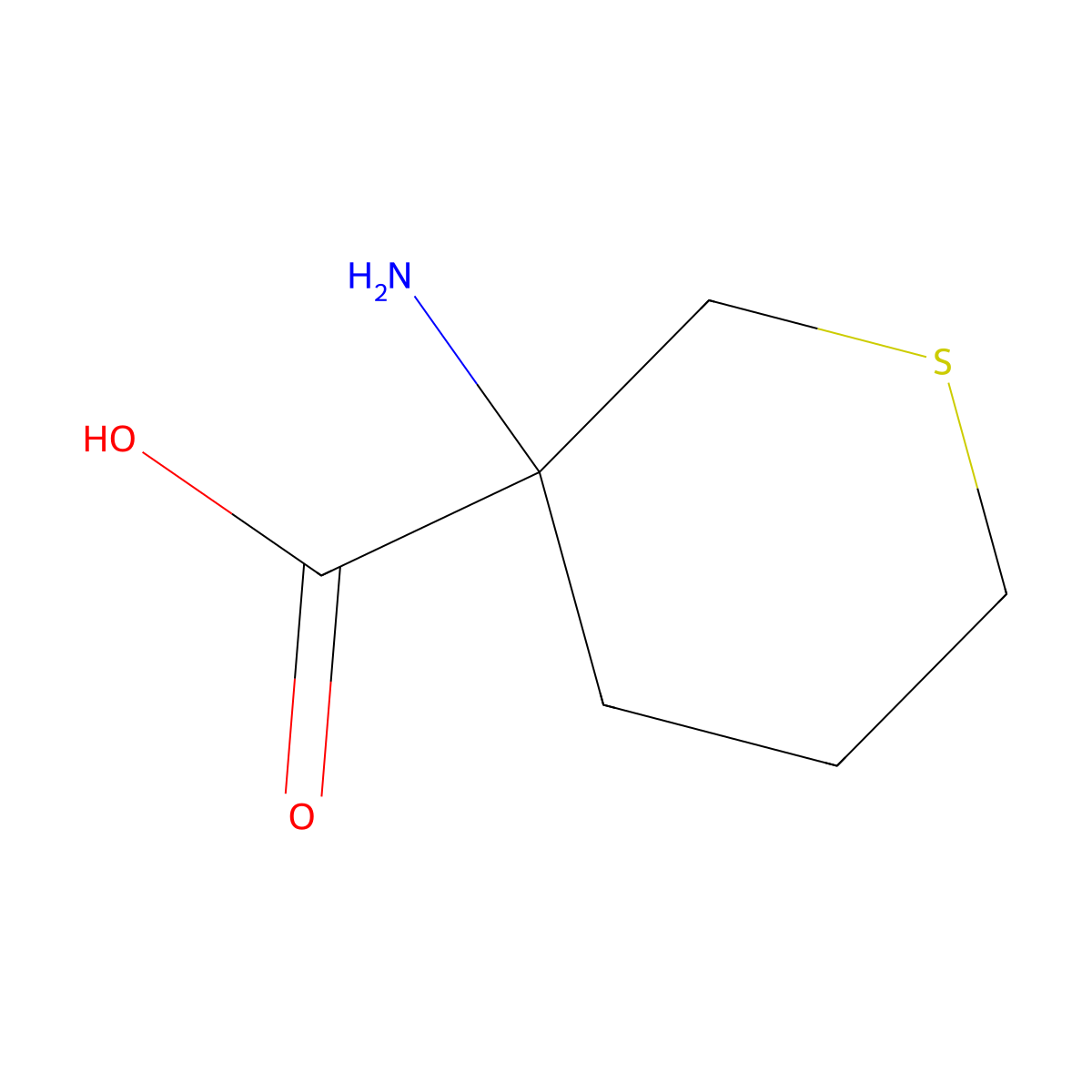 3-Aminotetrahydro-2H-thiopyran-3-carboxylic acid molecular structure, CAS 39124-24-8