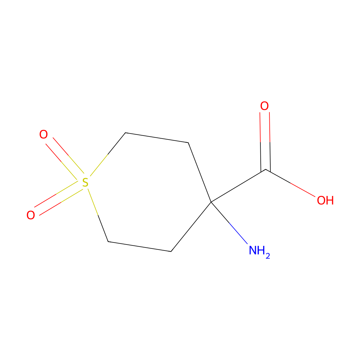 4-aminotetrahydro-2H-thiopyran-4-carboxylic acid 1,1-dioxide molecular structure, CAS 39124-27-1