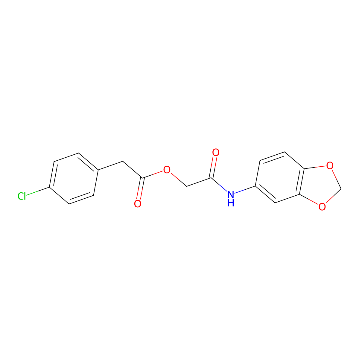[(2H-1,3-benzodioxol-5-yl)carbamoyl]methyl 2-(4-chlorophenyl)acetate molecular structure, CAS 391240-15-6