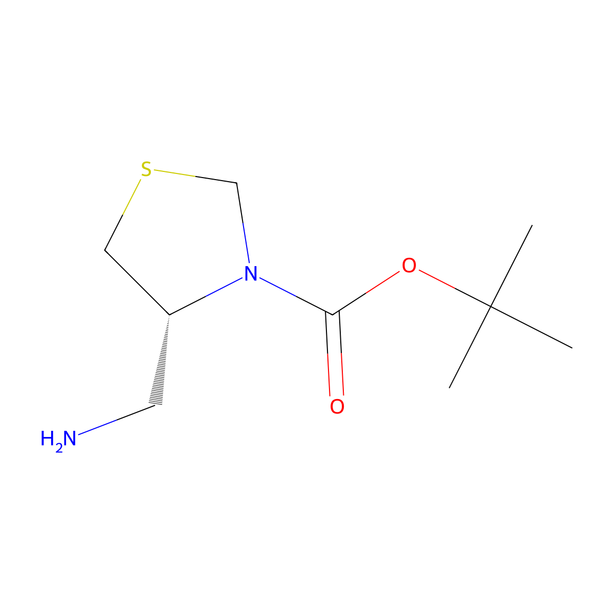 1,1-Dimethylethyl (4R)-4-(aminomethyl)-3-thiazolidinecarboxylate molecular structure, CAS 391248-13-8