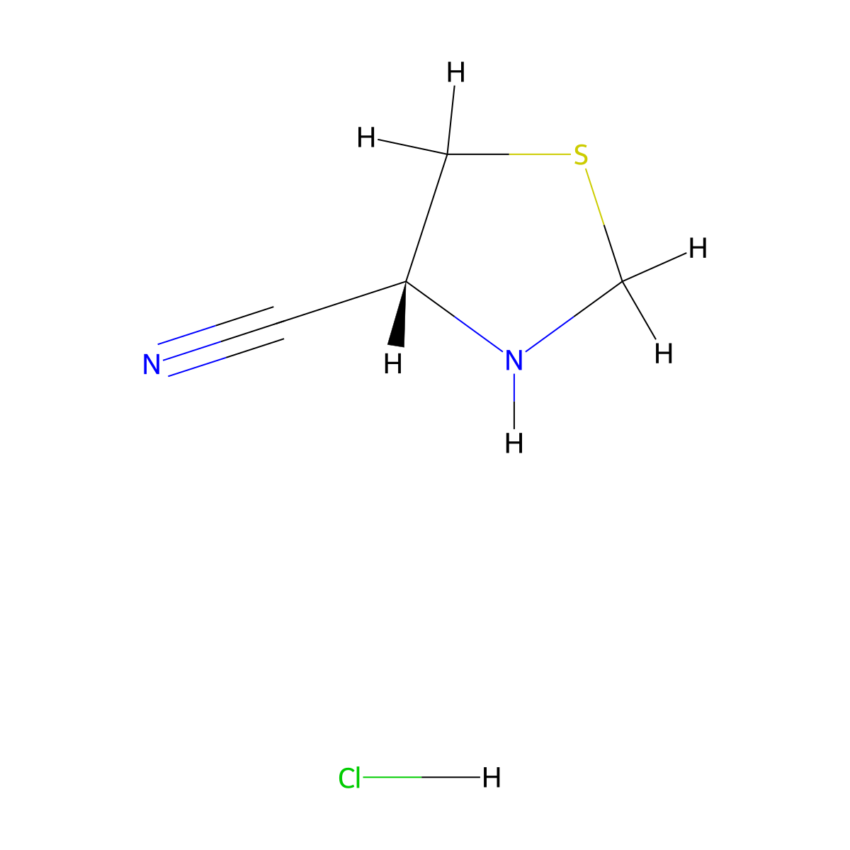 (4R)-1,3-thiazolidine-4-carbonitrile hydrochloride molecular structure, CAS 391248-17-2