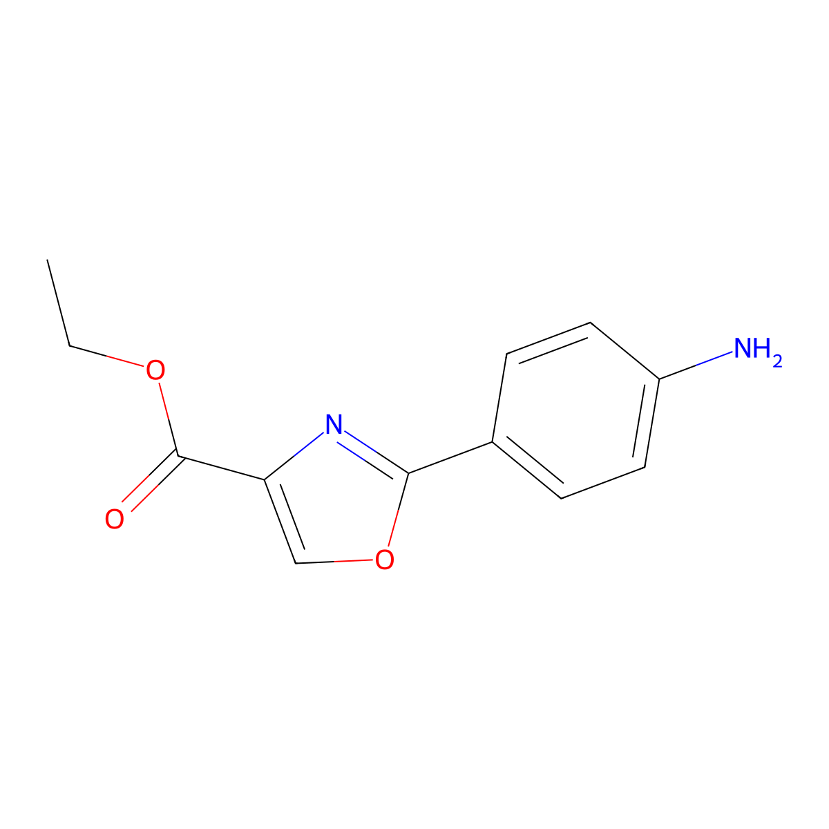 Ethyl 2-(4-aminophenyl)-1,3-oxazole-4-carboxylate molecular structure, CAS 391248-21-8