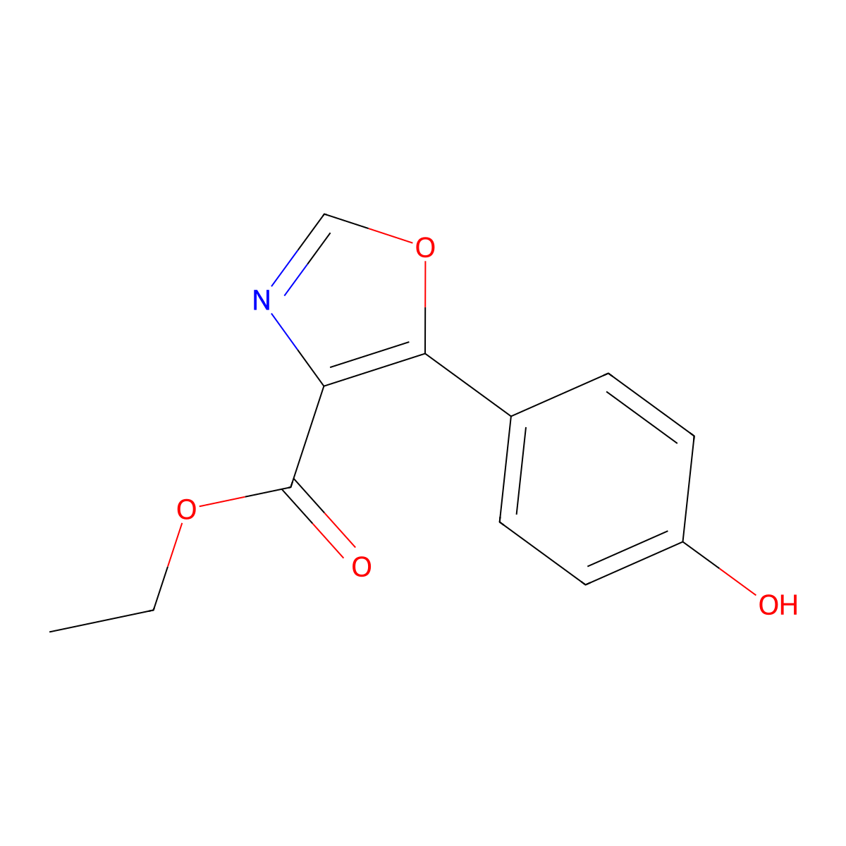 5-(4-Hydroxy-phenyl)-oxazole-4-carboxylic acid ethyl ester molecular structure, CAS 391248-24-1