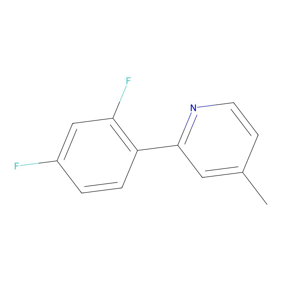 2-(2,4-Difluorophenyl)-4-methylpyridine molecular structure, CAS 391250-41-2