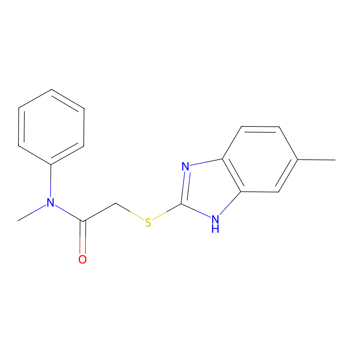 N-methyl-2-[(5-methyl-1H-benzimidazol-2-yl)sulfanyl]-N-phenylacetamide molecular structure, CAS 391255-55-3