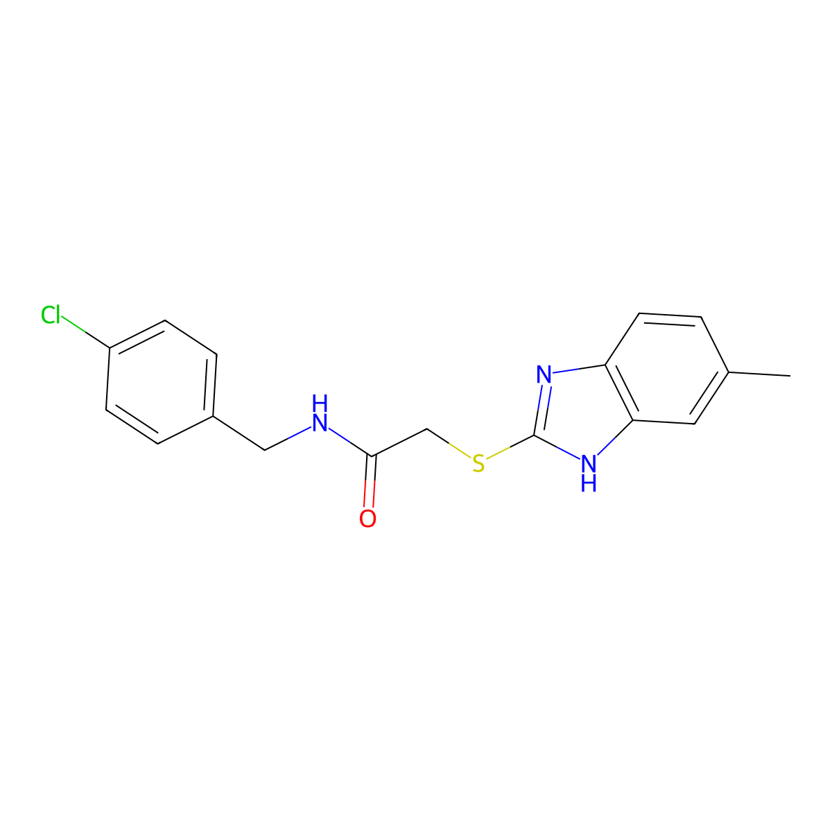 N-[(4-chlorophenyl)methyl]-2-[(6-methyl-1H-benzimidazol-2-yl)sulfanyl]acetamide molecular structure, CAS 391255-60-0