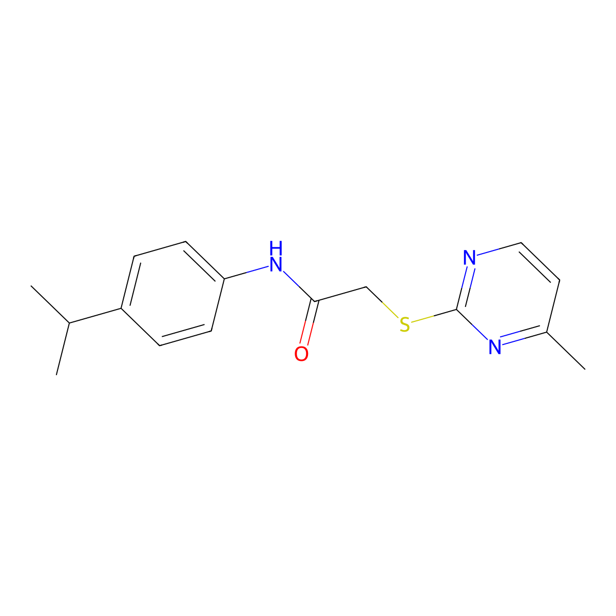 2-(4-methylpyrimidin-2-yl)sulfanyl-N-(4-propan-2-ylphenyl)acetamide molecular structure, CAS 391261-01-1