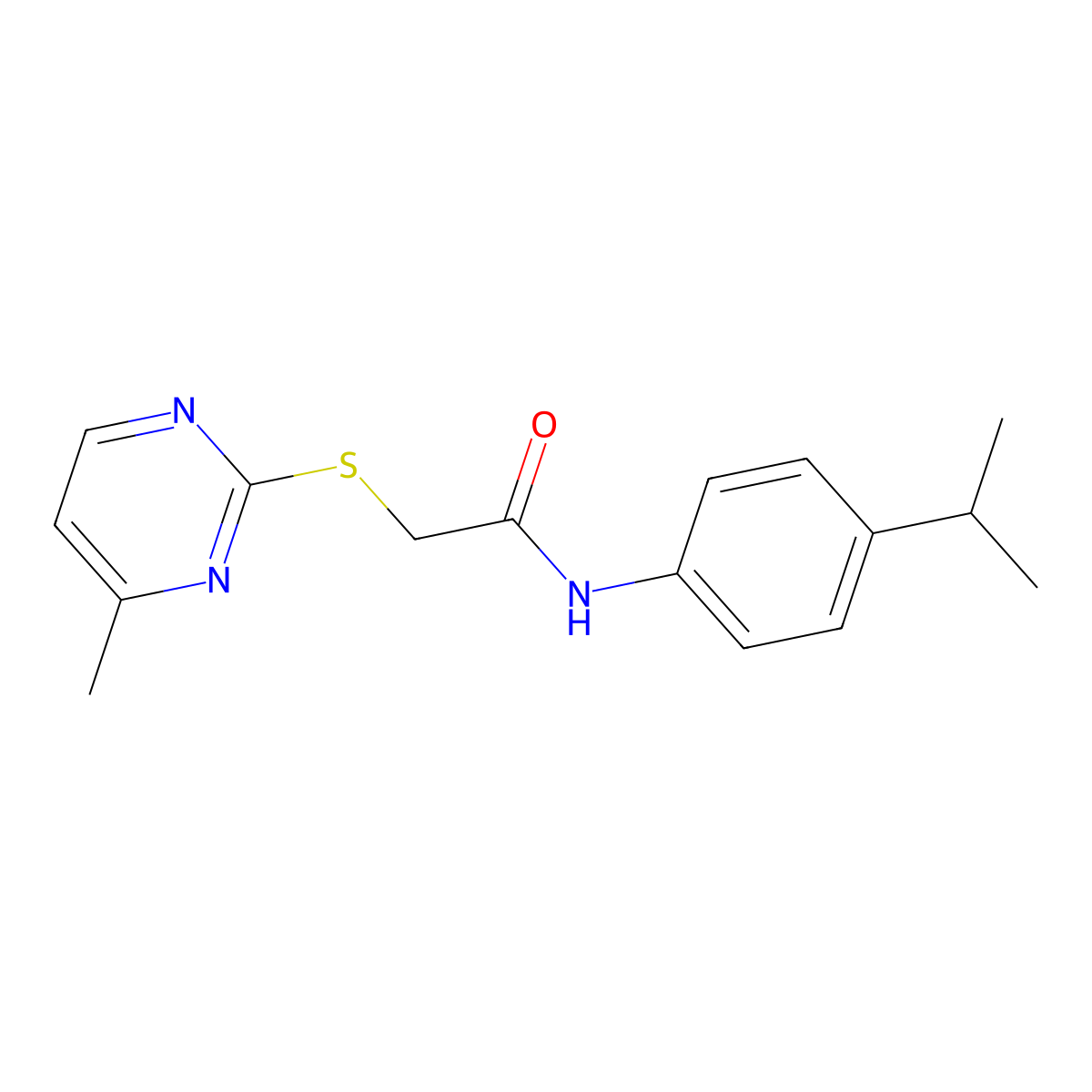 2-(4-methylpyrimidin-2-yl)sulfanyl-N-(4-propan-2-ylphenyl)acetamide molecular structure, CAS 391261-01-1
