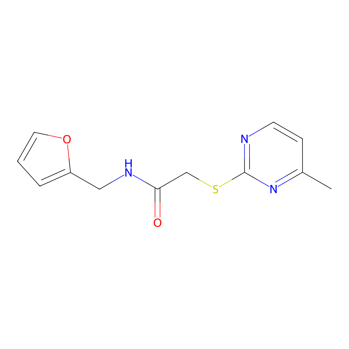 N-[(furan-2-yl)methyl]-2-[(4-methylpyrimidin-2-yl)sulfanyl]acetamide molecular structure, CAS 391261-11-3