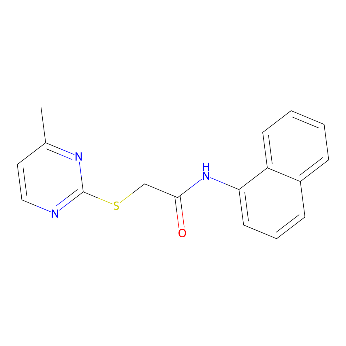 2-(4-methylpyrimidin-2-yl)sulfanyl-N-naphthalen-1-ylacetamide molecular structure, CAS 391261-28-2