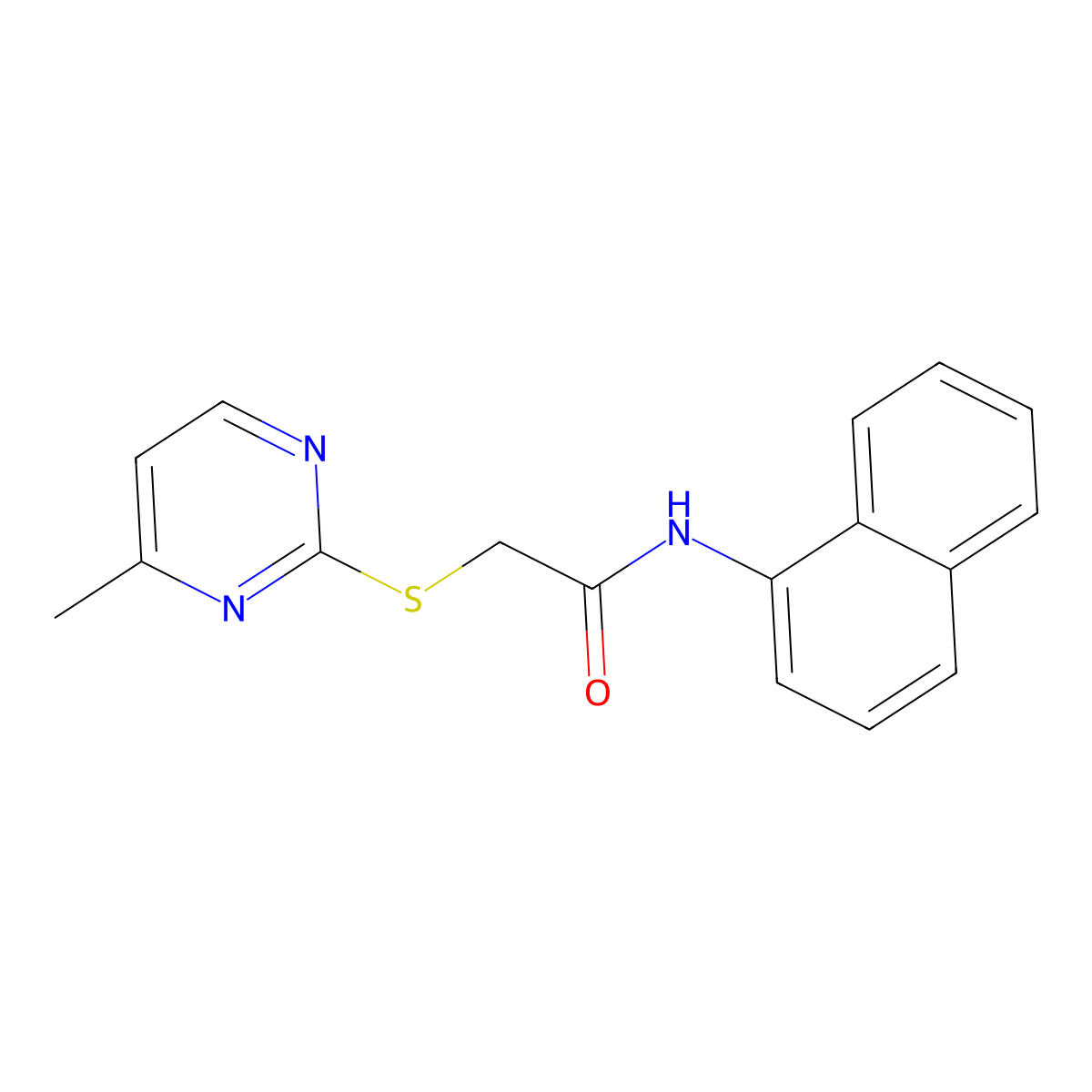 2-(4-methylpyrimidin-2-yl)sulfanyl-N-naphthalen-1-ylacetamide molecular structure, CAS 391261-28-2