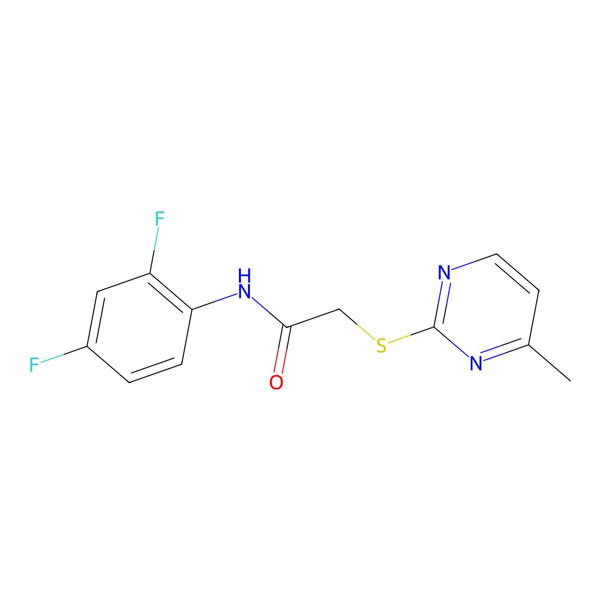 N-(2,4-difluorophenyl)-2-(4-methylpyrimidin-2-yl)sulfanylacetamide molecular structure, CAS 391261-31-7