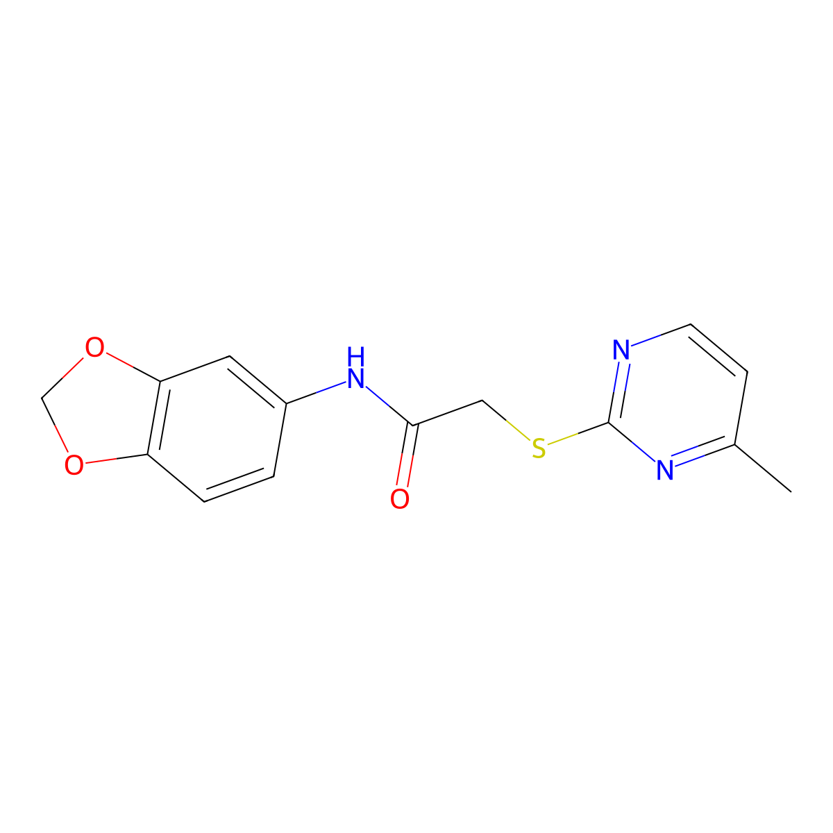 N-(2H-1,3-Benzodioxol-5-YL)-2-[(4-methylpyrimidin-2-YL)sulfanyl]acetamide molecular structure, CAS 391261-47-5