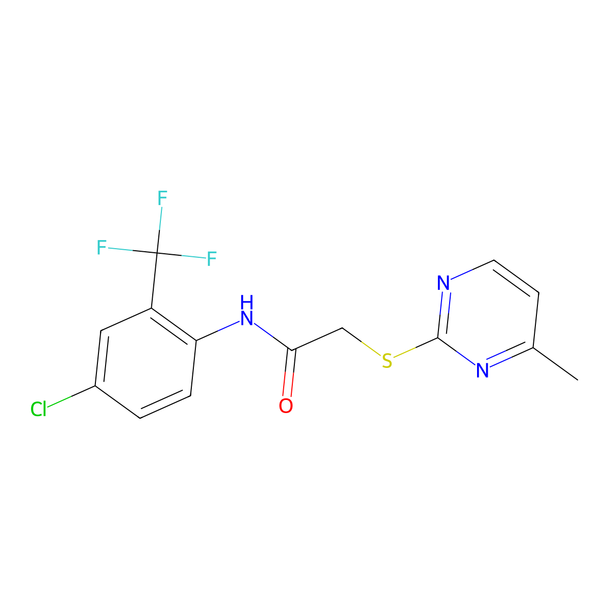 N-[4-chloro-2-(trifluoromethyl)phenyl]-2-[(4-methylpyrimidin-2-yl)sulfanyl]acetamide molecular structure, CAS 391261-67-9