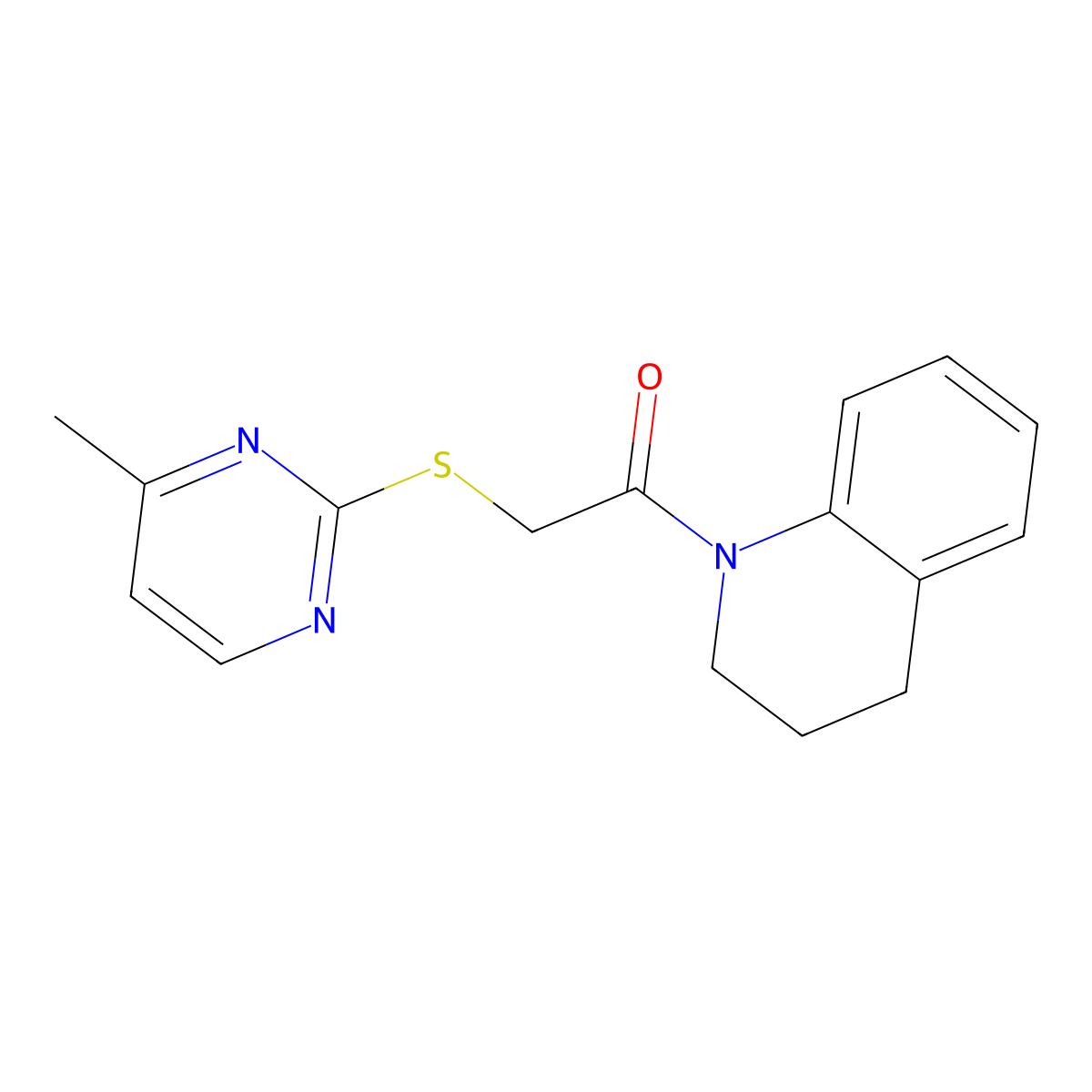 1-(3,4-dihydro-2H-quinolin-1-yl)-2-(4-methylpyrimidin-2-yl)sulfanylethanone molecular structure, CAS 391261-72-6