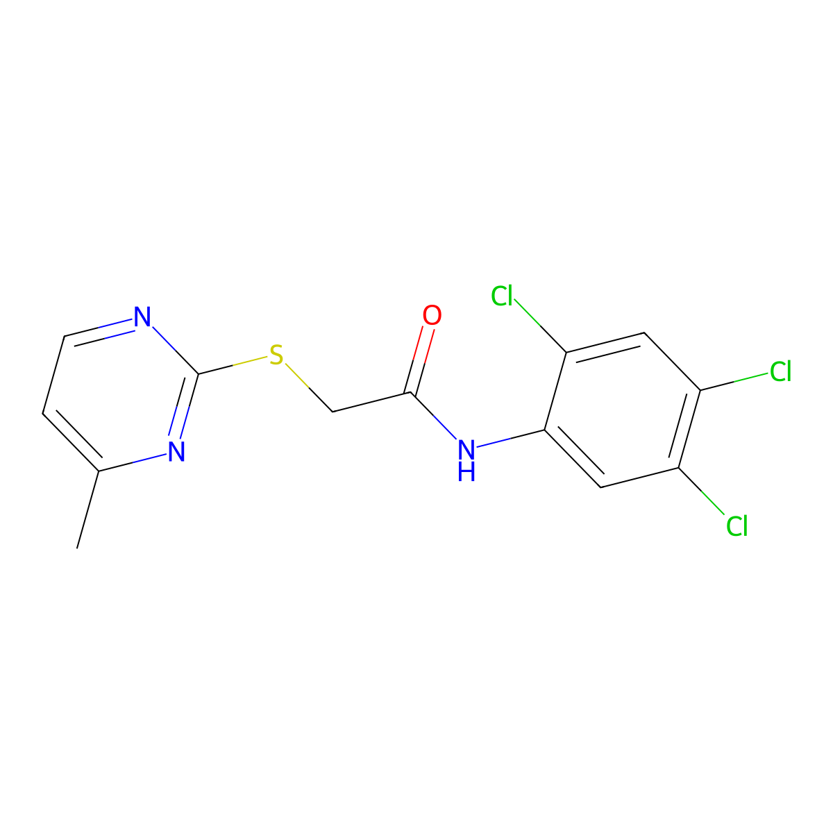 2-(4-methylpyrimidin-2-yl)sulfanyl-N-(2,4,5-trichlorophenyl)acetamide molecular structure, CAS 391261-75-9