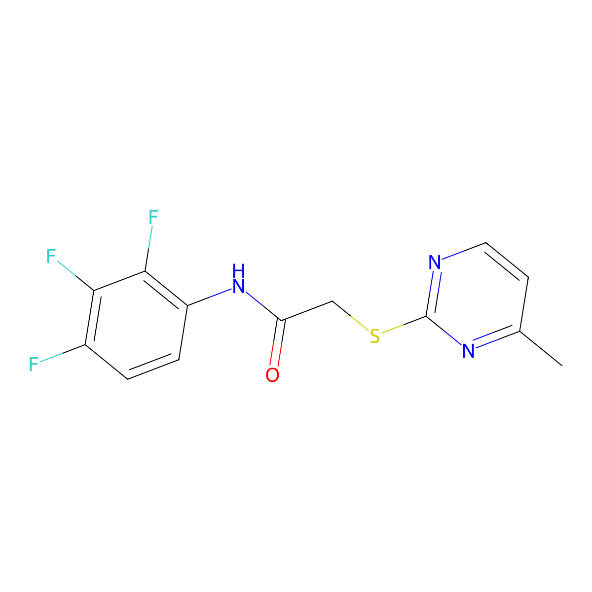 2-[(4-methylpyrimidin-2-yl)sulfanyl]-N-(2,3,4-trifluorophenyl)acetamide molecular structure, CAS 391261-84-0