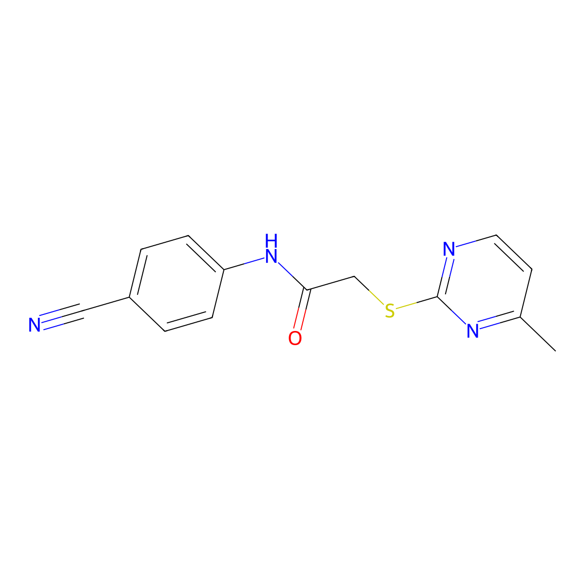 N-(4-cyanophenyl)-2-[(4-methylpyrimidin-2-yl)sulfanyl]acetamide molecular structure, CAS 391261-92-0
