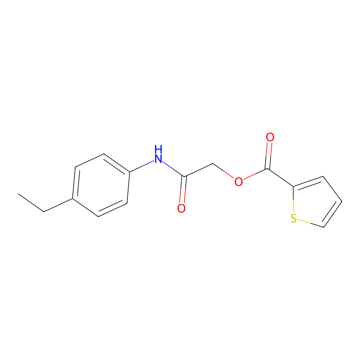 Thiophene-2-carboxylic acid (4-ethyl-phenylcarbamoyl)-methyl ester molecular structure, CAS 391264-25-8