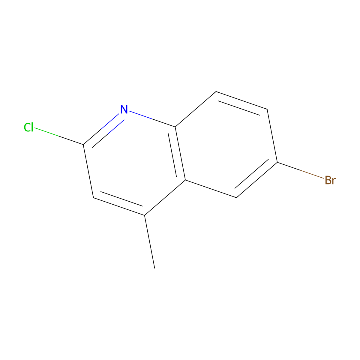 6-Bromo-2-chloro-4-methylquinoline molecular structure, CAS 3913-19-7