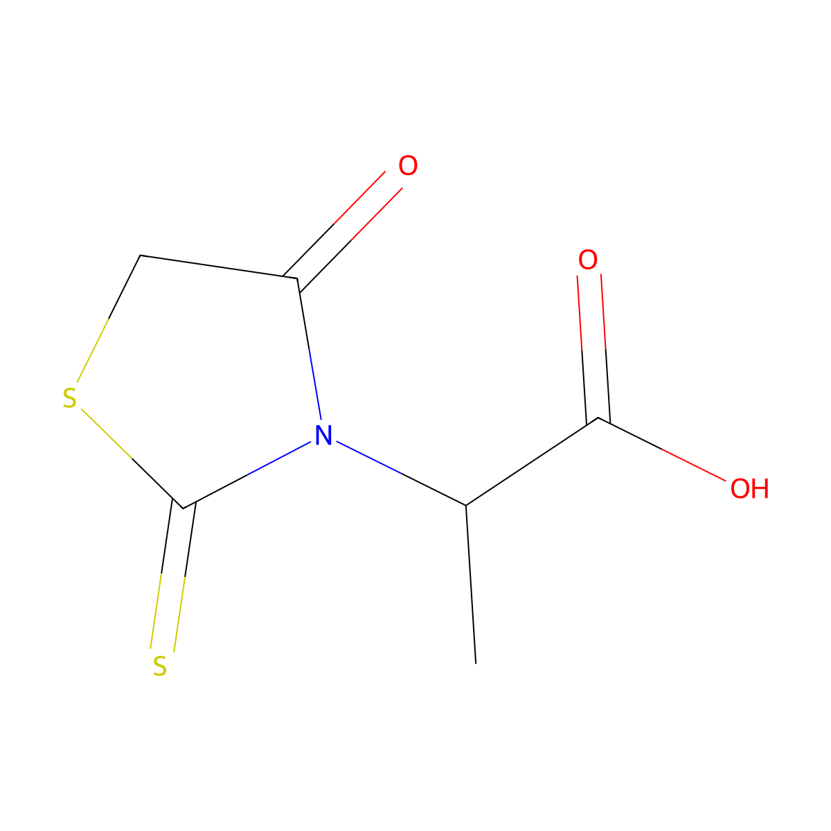 2-(4-Oxo-2-sulfanylidene-1,3-thiazolidin-3-yl)propanoic acid molecular structure, CAS 39137-13-8