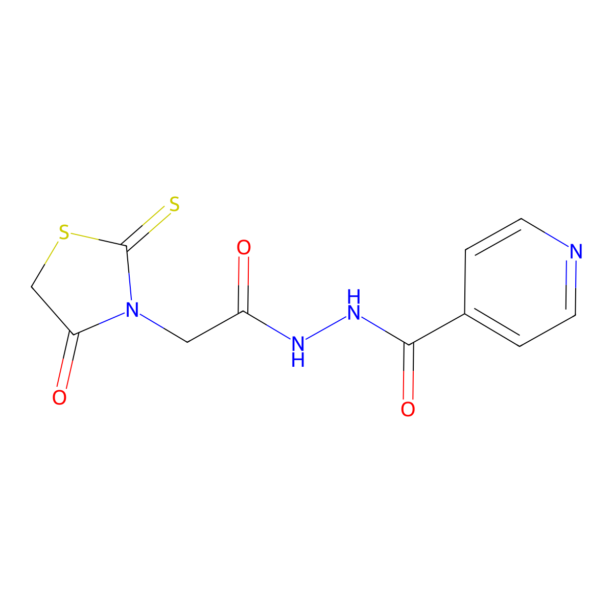 N'-(2-(4-oxo-2-thioxothiazolidin-3-yl)acetyl)isonicotinohydrazide molecular structure, CAS 39137-16-1