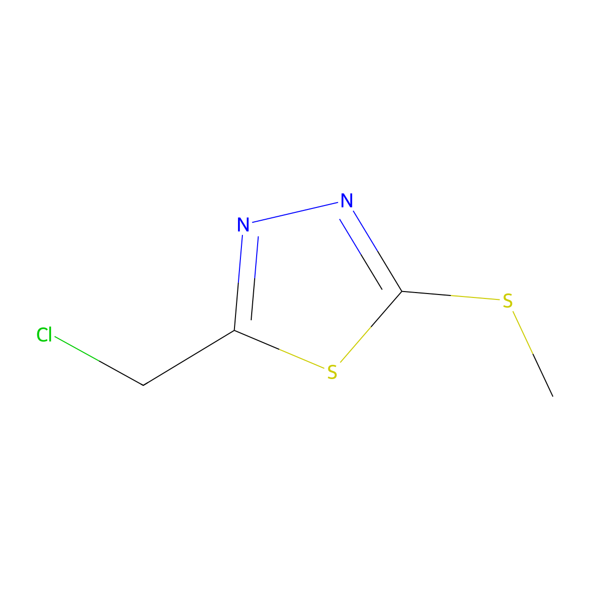 2-(Chloromethyl)-5-(methylsulfanyl)-1,3,4-thiadiazole molecular structure, CAS 3914-48-5