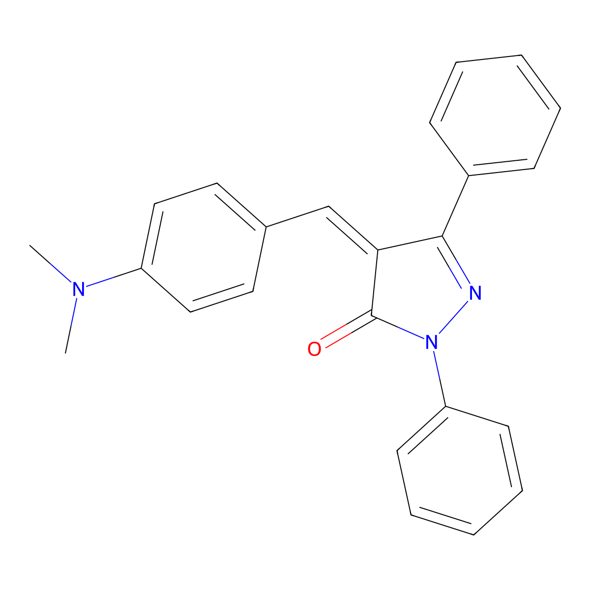 4-((4-(Dimethylamino)phenyl)methylene)-1,3-diphenyl-2-pyrazolin-5-one molecular structure, CAS 39143-18-5