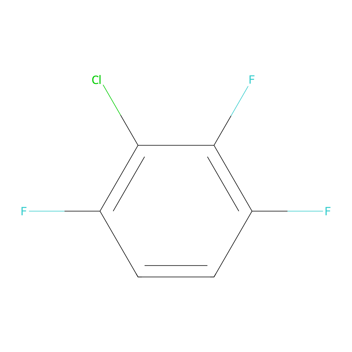 Benzene, 2-chloro-1,3,4-trifluoro- molecular structure, CAS 39153-73-6