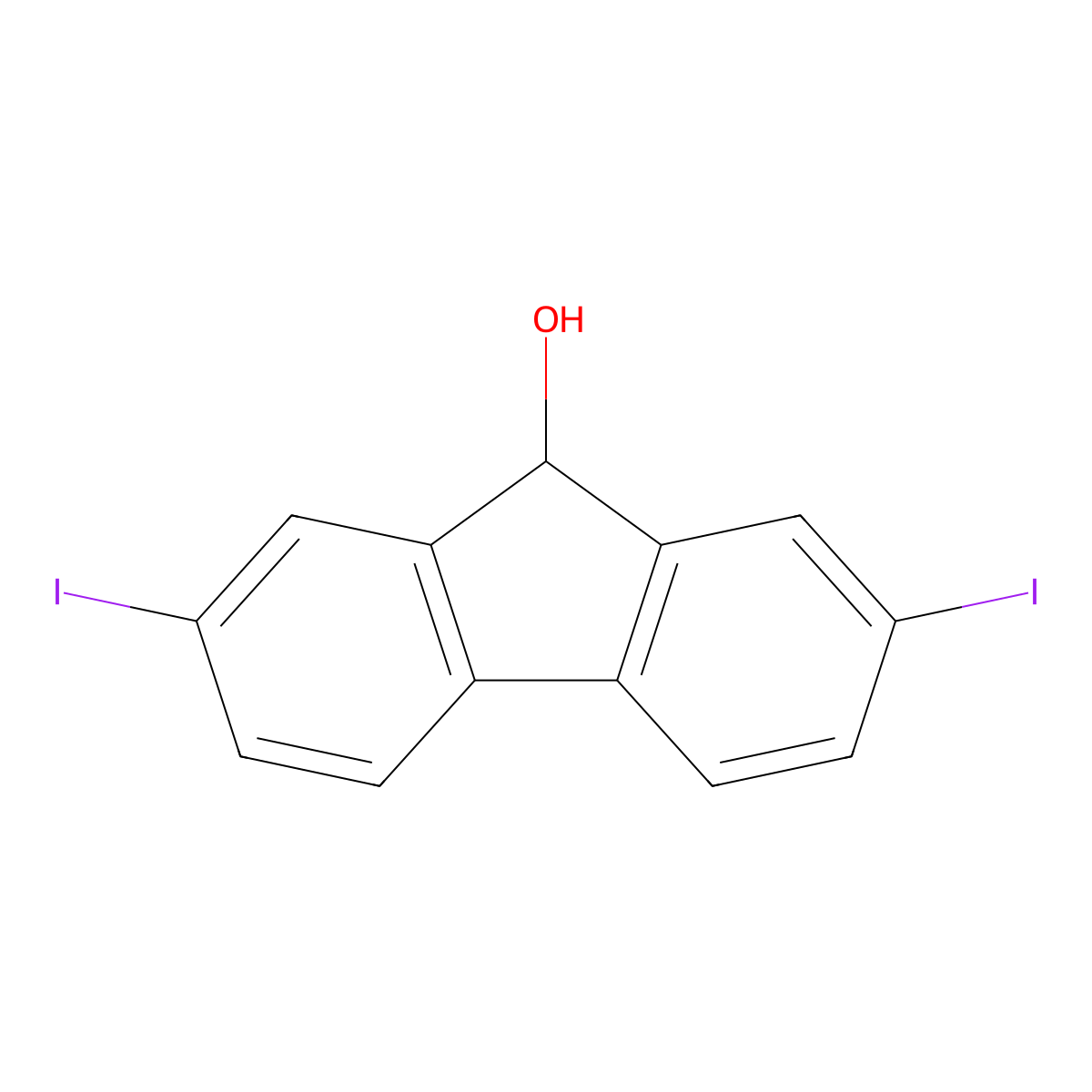 2,7-Diiodo-9H-fluoren-9-OL molecular structure, CAS 39155-69-6