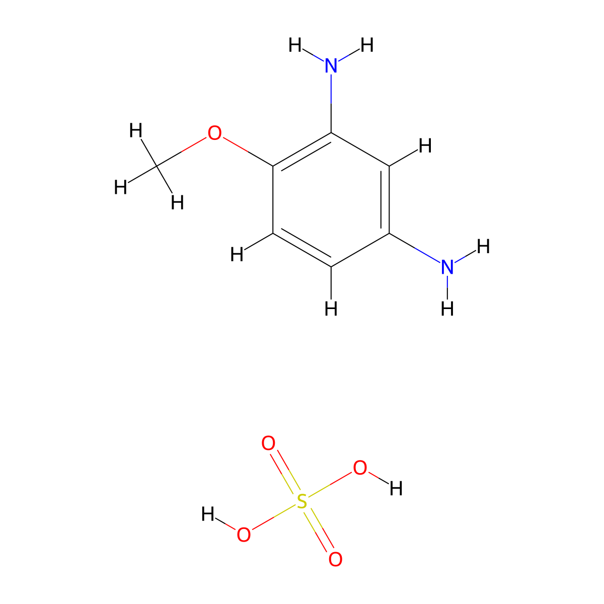 1,3-Benzenediamine, 4-methoxy-, sulfate (1:1) molecular structure, CAS 39156-41-7