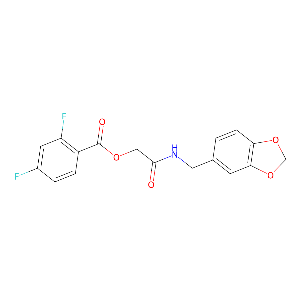 [2-(1,3-Benzodioxol-5-ylmethylamino)-2-oxoethyl] 2,4-difluorobenzoate molecular structure, CAS 391598-72-4