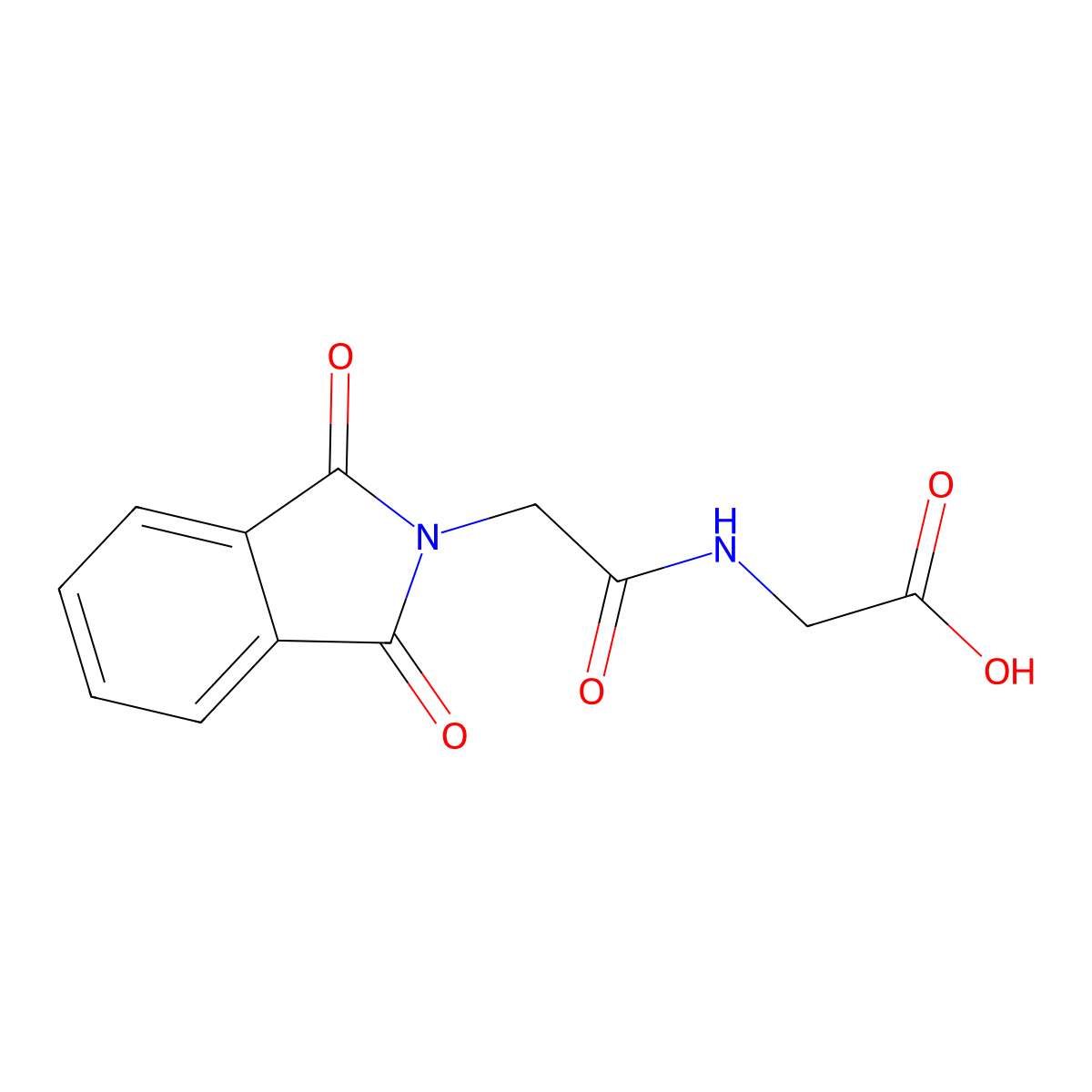 N-((1,3-Dihydro-1,3-dioxo-2H-isoindol-2-yl)acetyl)glycine molecular structure, CAS 3916-40-3