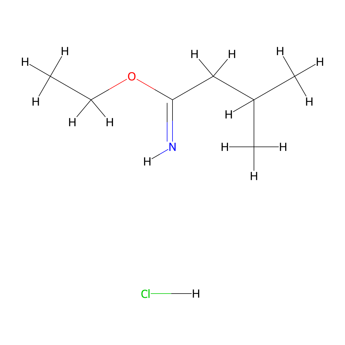 Ethyl 3-methylbutanecarboximidate hydrochloride molecular structure, CAS 391605-42-8
